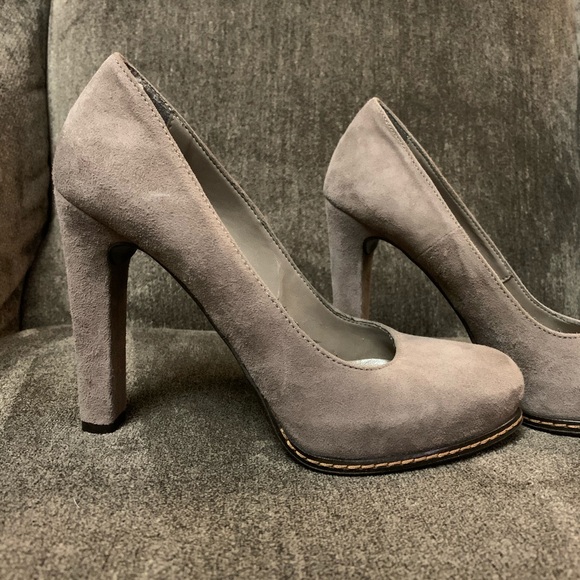 Grey Suede Heels - Picture 1 of 8